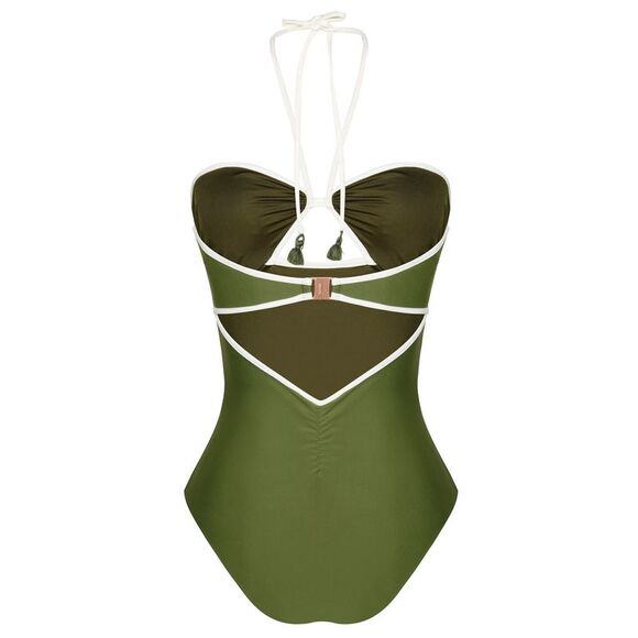 Johanna Ortiz Womens Ashninka Cutout Back One-Piece Swimsuit Medium Military - Picture 6 of 6